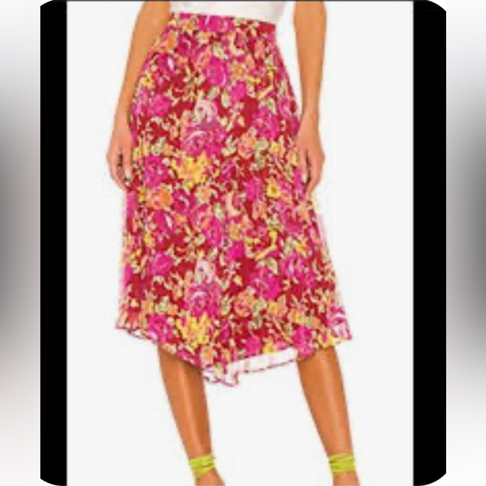 LPA Revolve Floral Midi Skirt Pink Size S